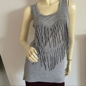 Gray tank top with fringed heart